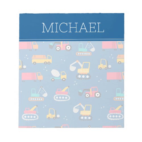 Cute Contruction Movers Pattern Notepad