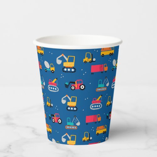 Cute Contruction Movers Pattern Paper Cups