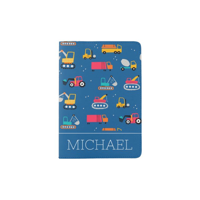 Cute Contruction Movers Pattern Passport Holder (Front)