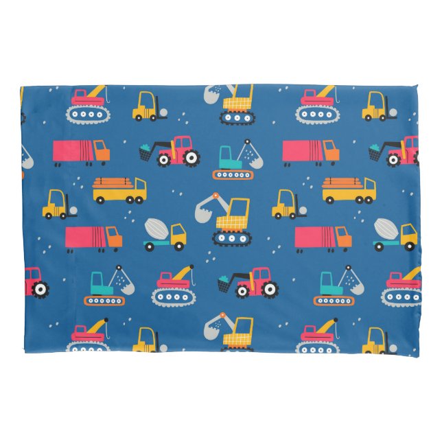 Cute Contruction Movers Pattern Pillow Case (Front)
