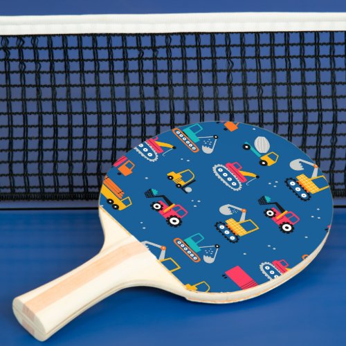 Cute Contruction Movers Pattern Ping Pong Paddle