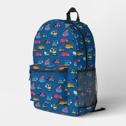 Cute Contruction Movers Pattern Printed Backpack