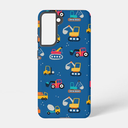 Cute Contruction Movers Pattern Samsung Galaxy S21 Case