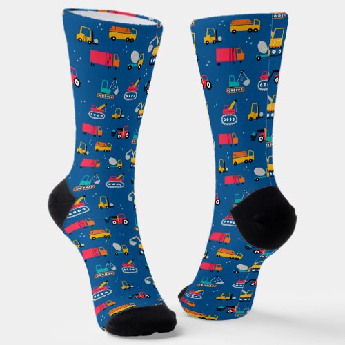 Cute Contruction Movers Pattern Socks