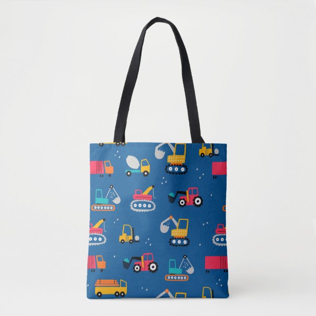 Cute Contruction Movers Pattern Tote Bag (Front)