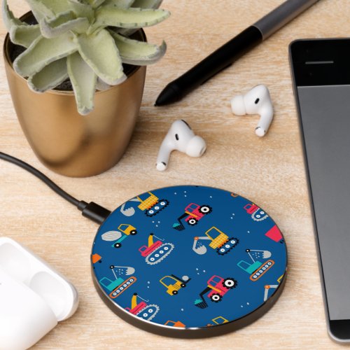 Cute Contruction Movers Pattern Wireless Charger