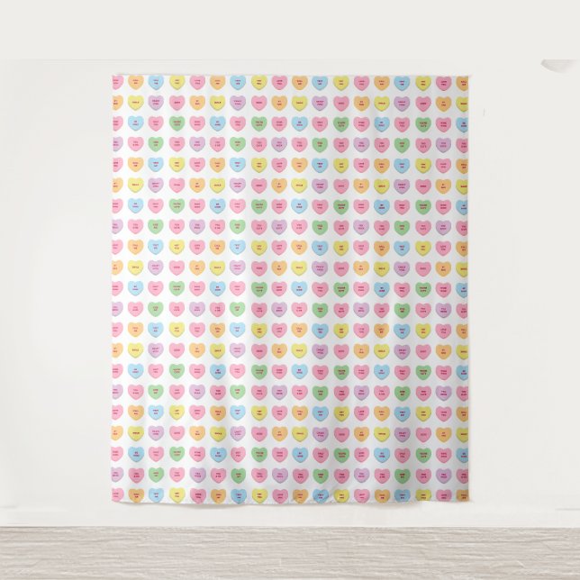 Cute conversation hearts Valentines party backdrop (Front)