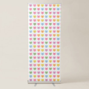 Cute conversation hearts Valentines party backdrop Retractable Banner