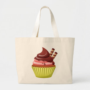 Cute Cook Chef Baker Kitchen Chocolate Cupcake Large Tote Bag