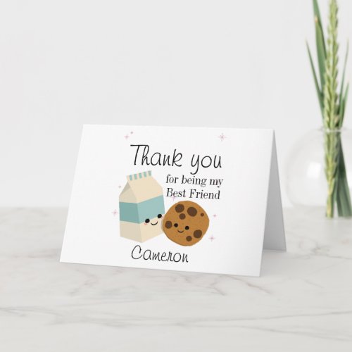 Cute Cookie and Milk kawaii best friend  Thank You Card