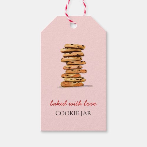 Cute Cookie bakery pink watercolor gift tags