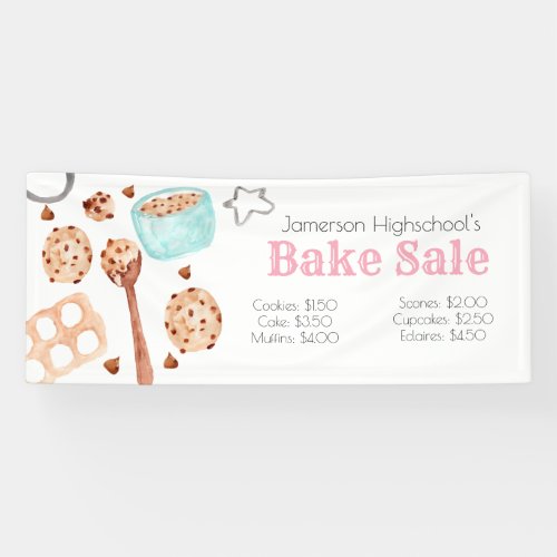 Cute cookie baking school bake sale banner