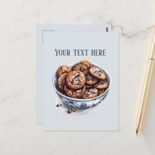 Cute cookie bowl add text business postcard