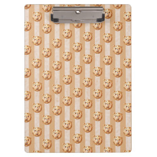 Cute Cookie Chip Teddy Bear and Stripe Clipboard