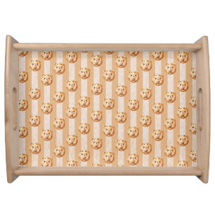 Cute Cookie Chip Teddy Bear and Stripe Serving Tray