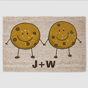 Cute Cookie Couple Doormat – Your Names Here Fiber Doormat