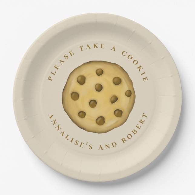 Cute Cookie Dessert Simple Chocolate Chip  Paper Plates (Front)