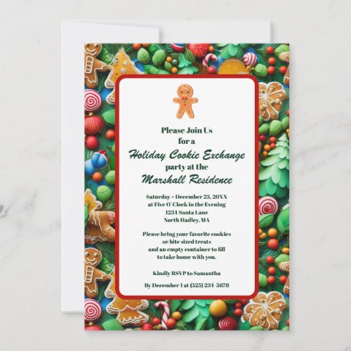 Cute Cookie Exchange Christmas Party Budget Invitation