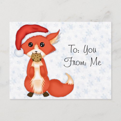 Cute Cookie Fox Wearing A Santa Hat Holiday Postcard