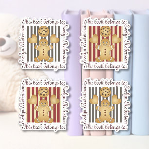 Cute Cookie Gingerbread Man Bookplate Sticker