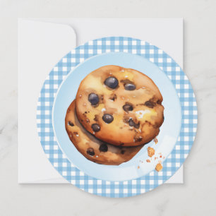 Cute Cookie Is On His Way Blue Baby Shower Invitation