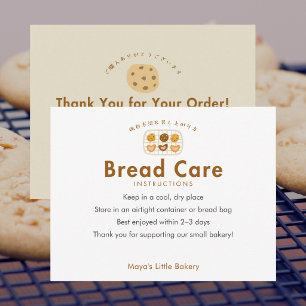 Cute Cookie on Rack Bread Care Instructions Thank You Card