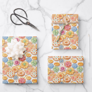 Cute cookie party tiled pattern wrapping paper sheets