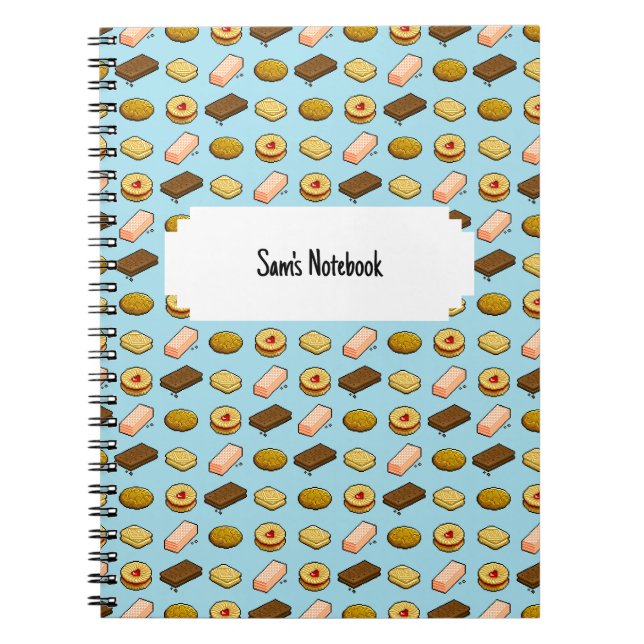 Cute Cookie Pattern Custom Text Novelty Food Gift Notebook (Front)
