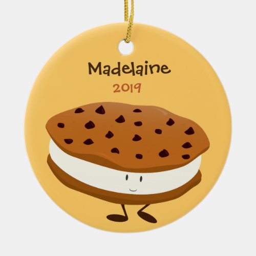 Cute Cookie Sandwich with name and year  Ornament