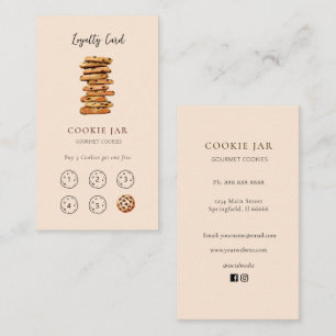 Cute Cookie shop peach Loyalty business card