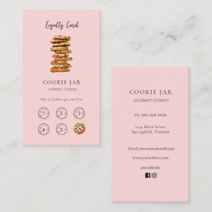 Cute Cookie shop pink Loyalty business card