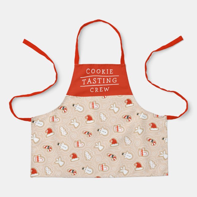 Cute Cookie Tasting Crew Christmas Pattern Apron (Front)