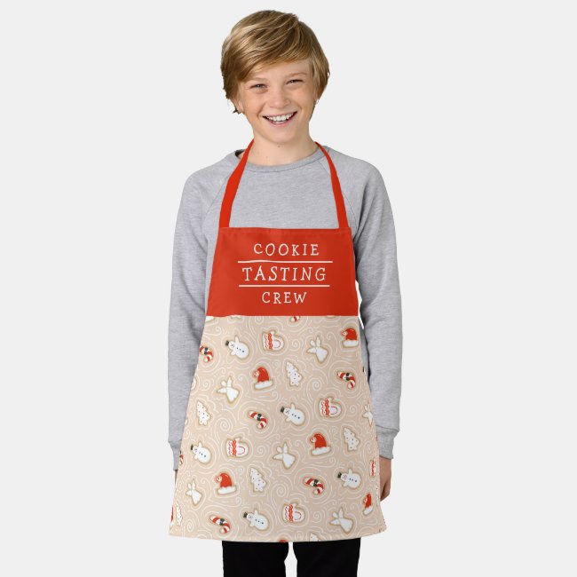 Cute Cookie Tasting Crew Christmas Pattern Apron