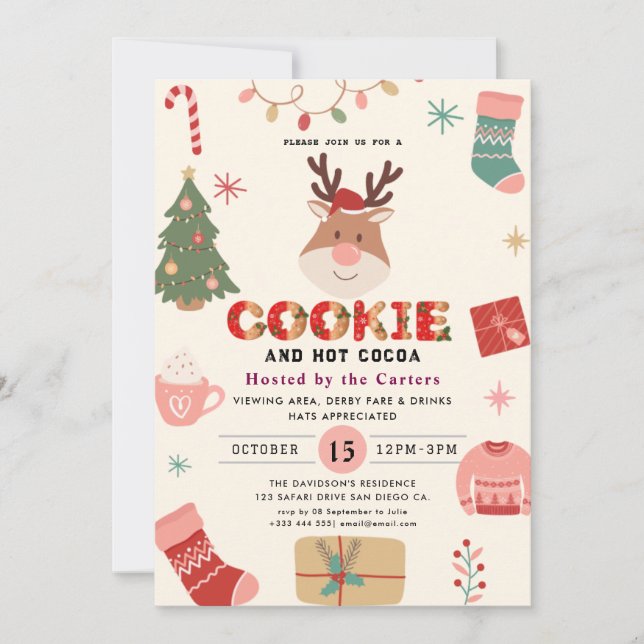 Cute Cookies and Cocoa Holiday Party Invitation (Front)