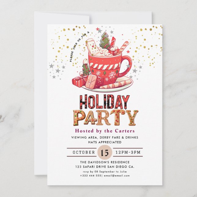 Cute Cookies and Cocoa Holiday Party Invitation (Front)