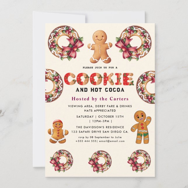 Cute Cookies and Cocoa Holiday Party Invitation (Front)