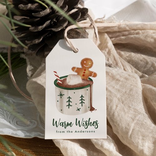 Cute Cookies and Cocoa Warm Wishes Holiday Gift Tags