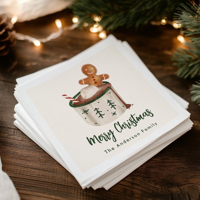 Cute Cookies and Cocoa Warm Wishes Holiday Napkins (Creator Uploaded)