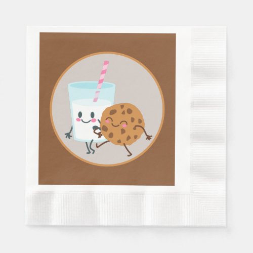 cute cookies and milk party napkins