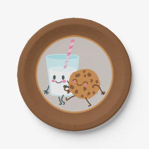 cute cookies and milk party paper plates