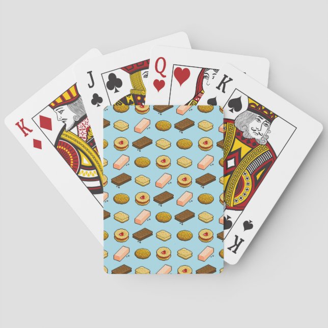 Cute Cookies & Biscuits Pixel Art Style Pattern Poker Cards (Back)