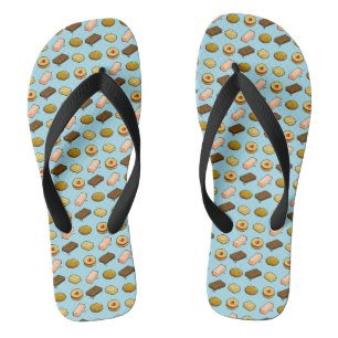 Cute Cookies Chocolate & Ginger Pixel Art Pattern Flip Flops