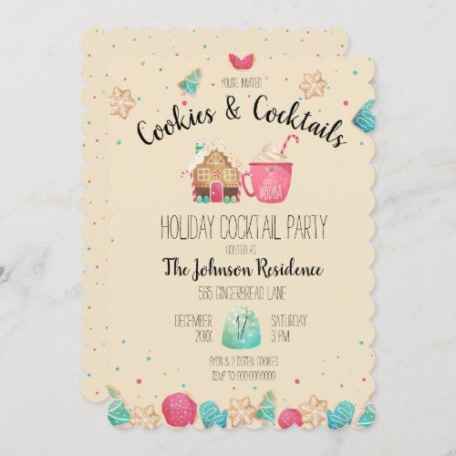 Cute Cookies  Cocktails Holiday Cookie Exchange Invitation