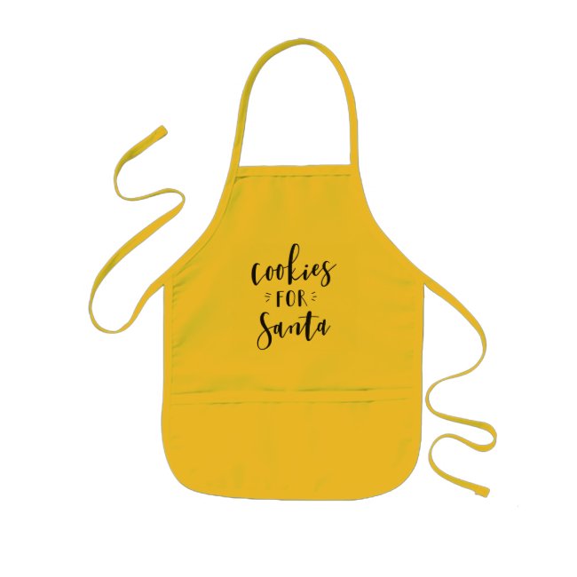 Cute Cookies For Santa Typography Yellow Kids' Apron