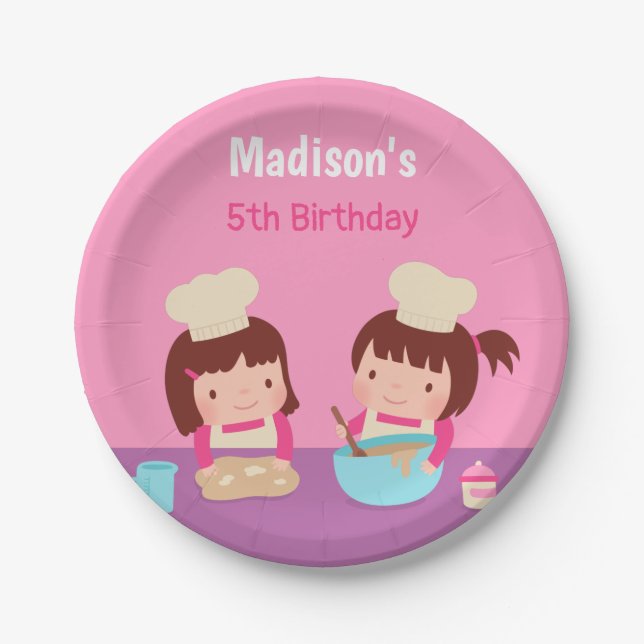 Cute Cooking Baking Girls Birthday Party Supplies Paper Plates (Front)