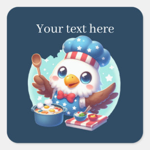Cute cooking Eagle customizable Square Sticker