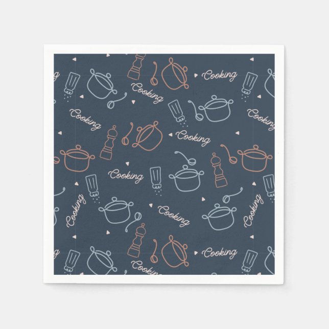 cute cooking kitchen tools pattern napkins (Front)