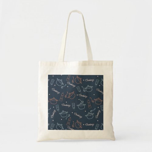 cute cooking kitchen tools pattern tote bag