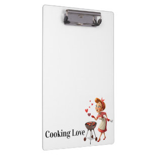 Cute Cooking Love Red Hearts Clipboard 