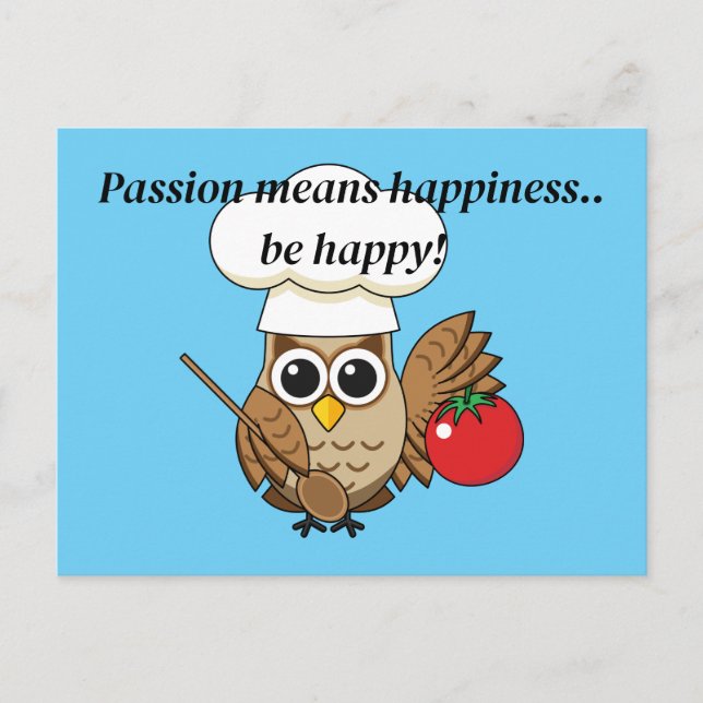 Cute Cooking Owl Cartoon | Add your Text Holiday Postcard (Front)